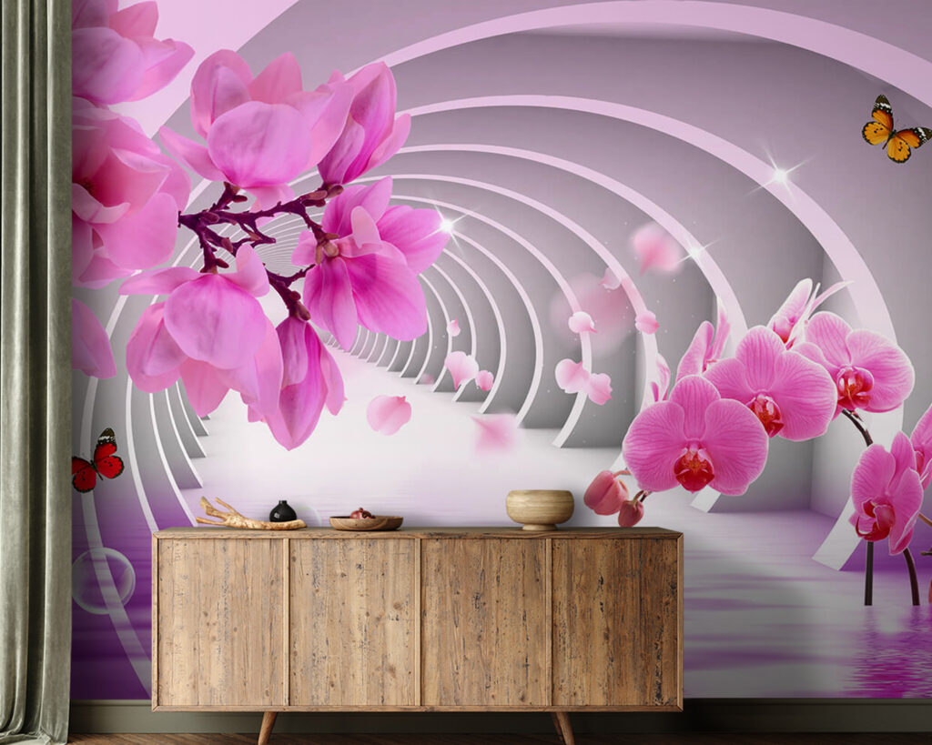 Orchids along arches — interior 1