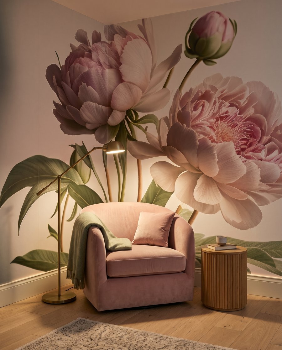 Peony roses on stems — interior 3