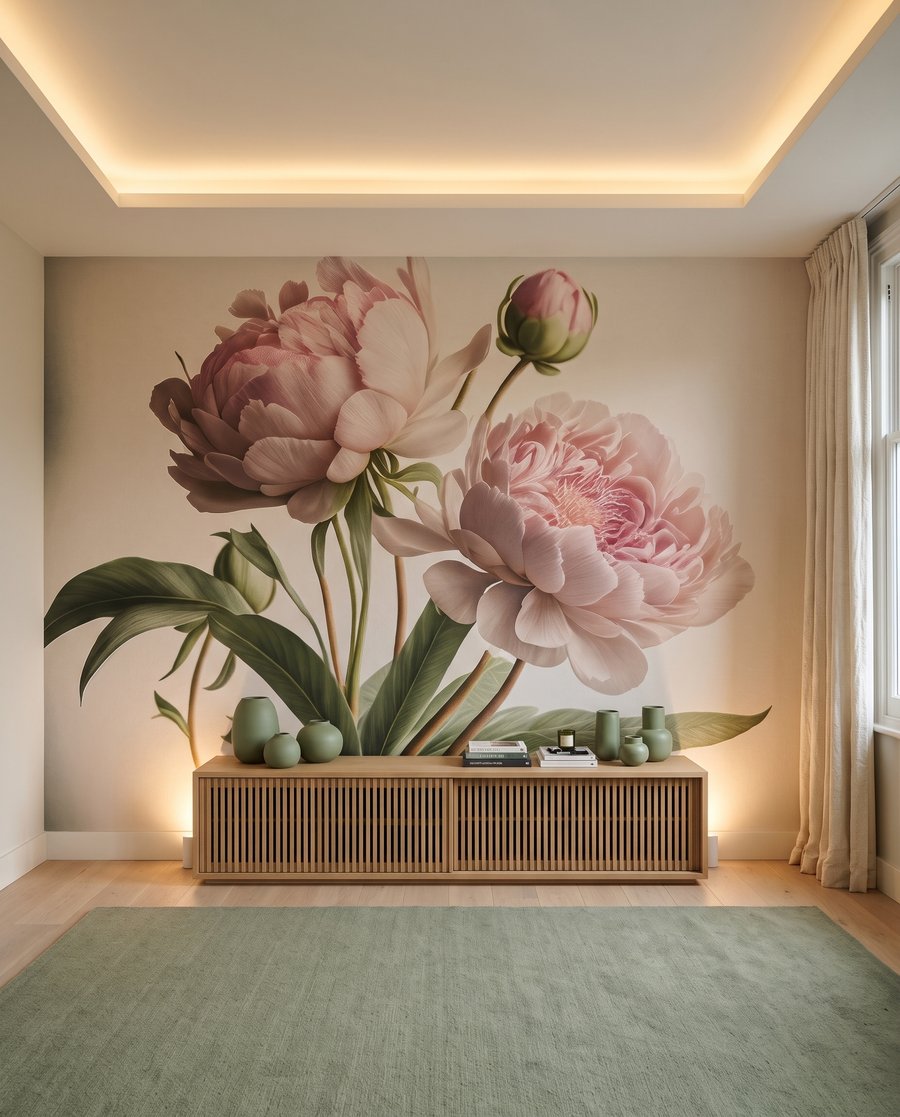 Peony roses on stems — interior 4