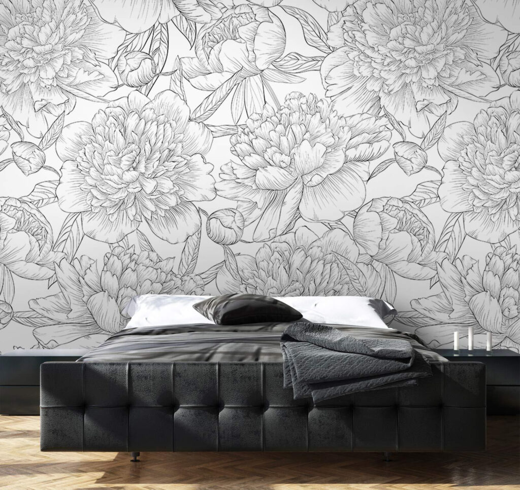 Peony outlines on white — interior 2