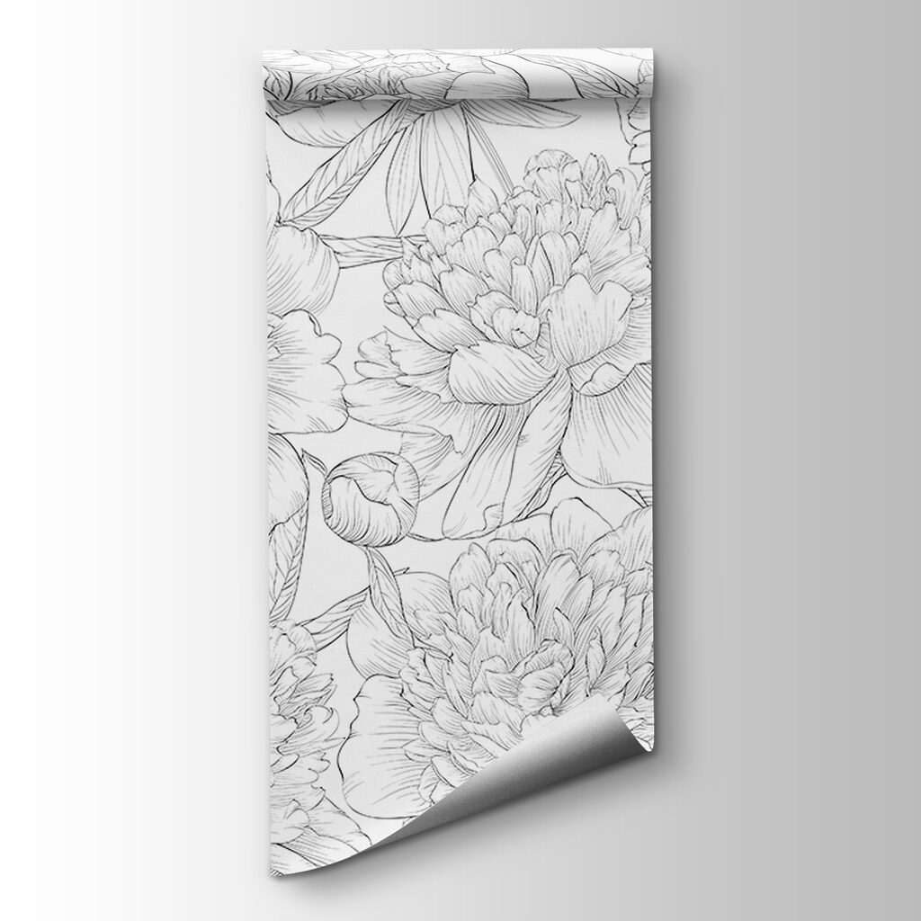 Peony outlines on white — product view
