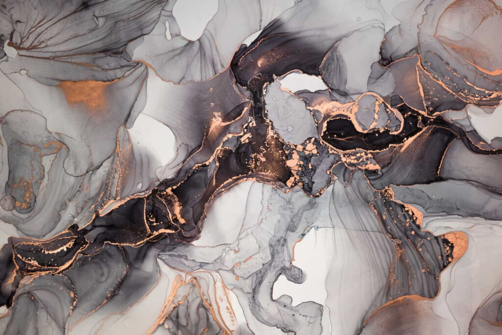 Grey streams, copper lines — full design