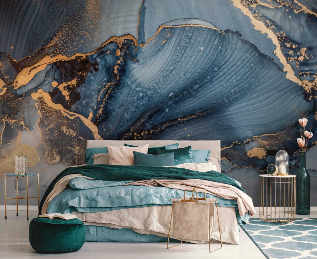 Blue ripples with gold — interior 1