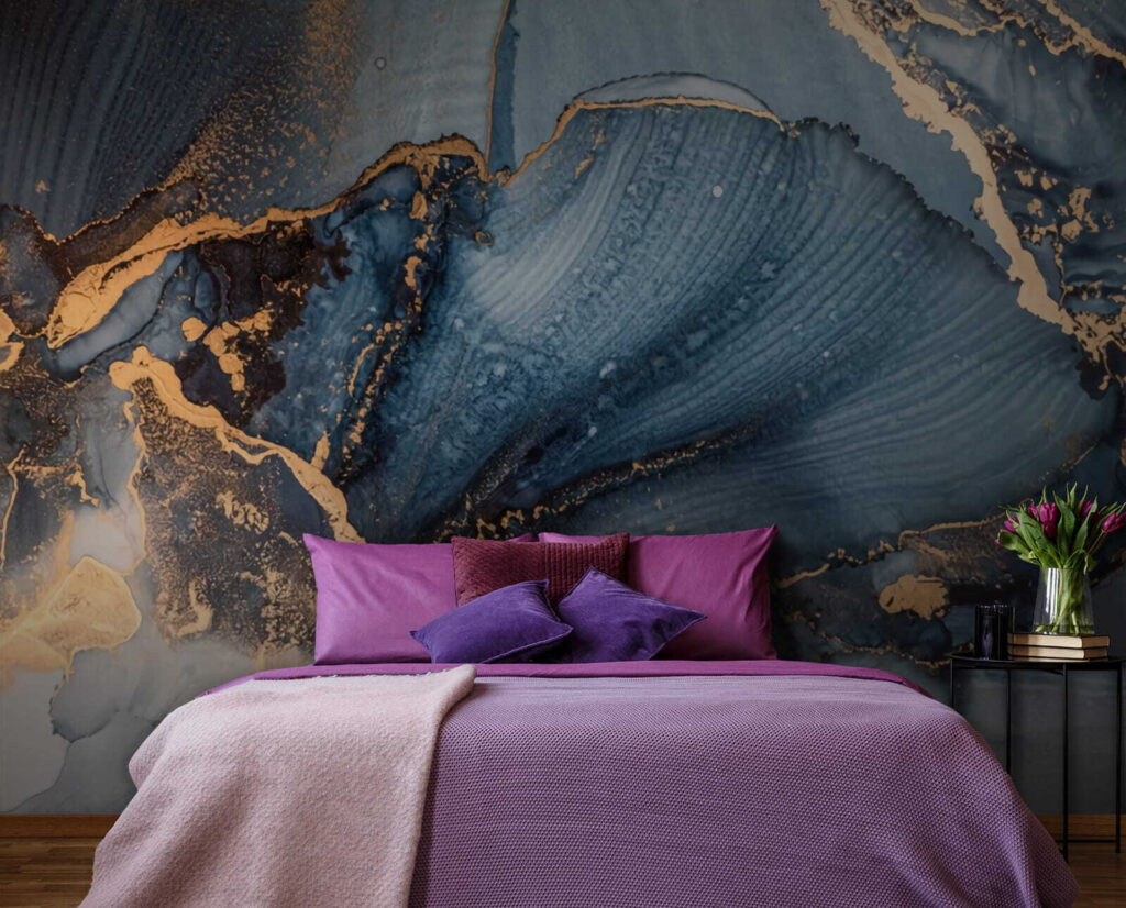 Blue ripples with gold — interior 2