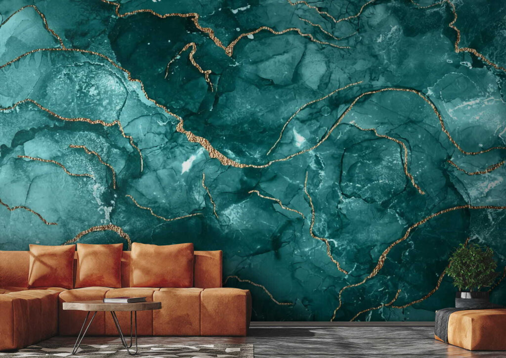 Turquoise cells, gold veins — interior 2