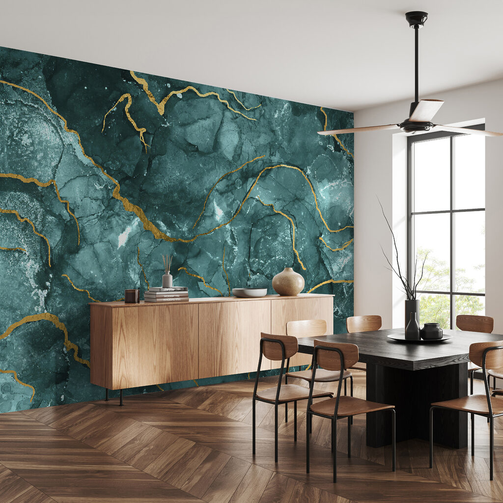 Turquoise cells, gold veins — interior 8