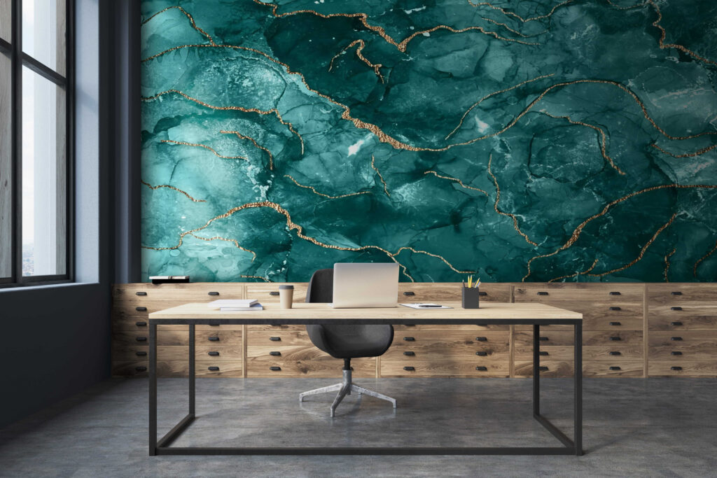Turquoise cells, gold veins — interior 4