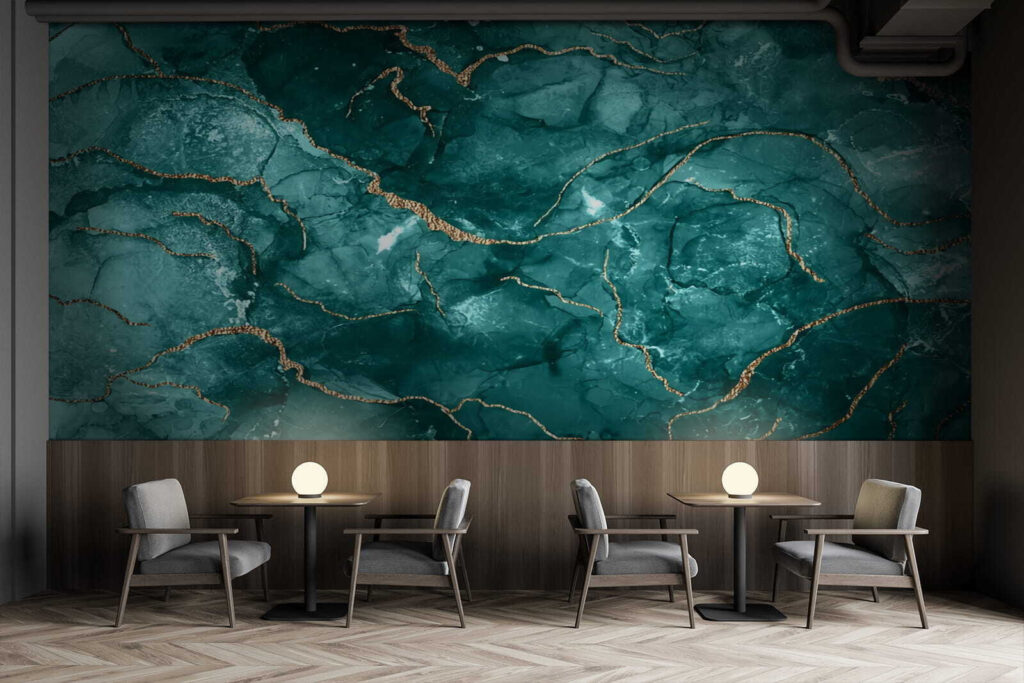 Turquoise cells, gold veins — interior 1