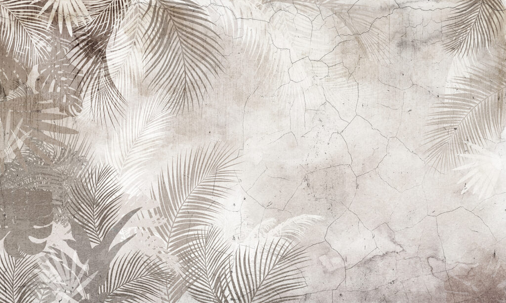 Palm fronds on beige — full design