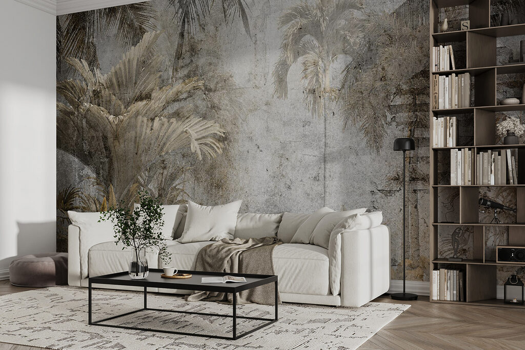 Jungle leaves on brick — interior 4