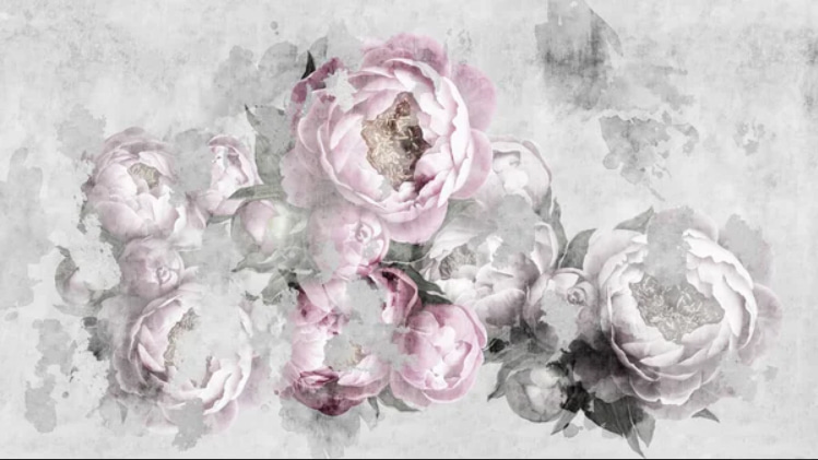 Pink peonies in mist — full design