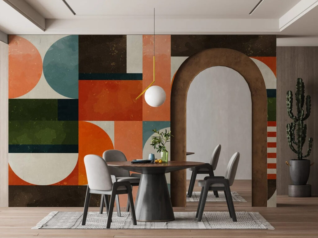 Colour blocks with semicircles — interior 1