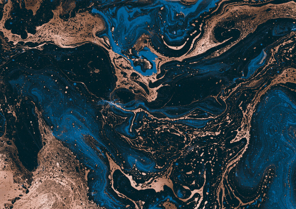 Copper streams, deep blue — full design