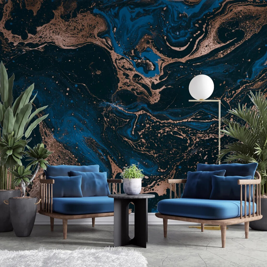 Copper streams, deep blue — interior 1