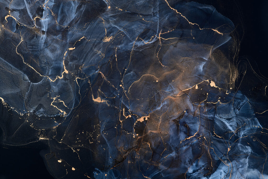 Blue cells, gold lines — full design