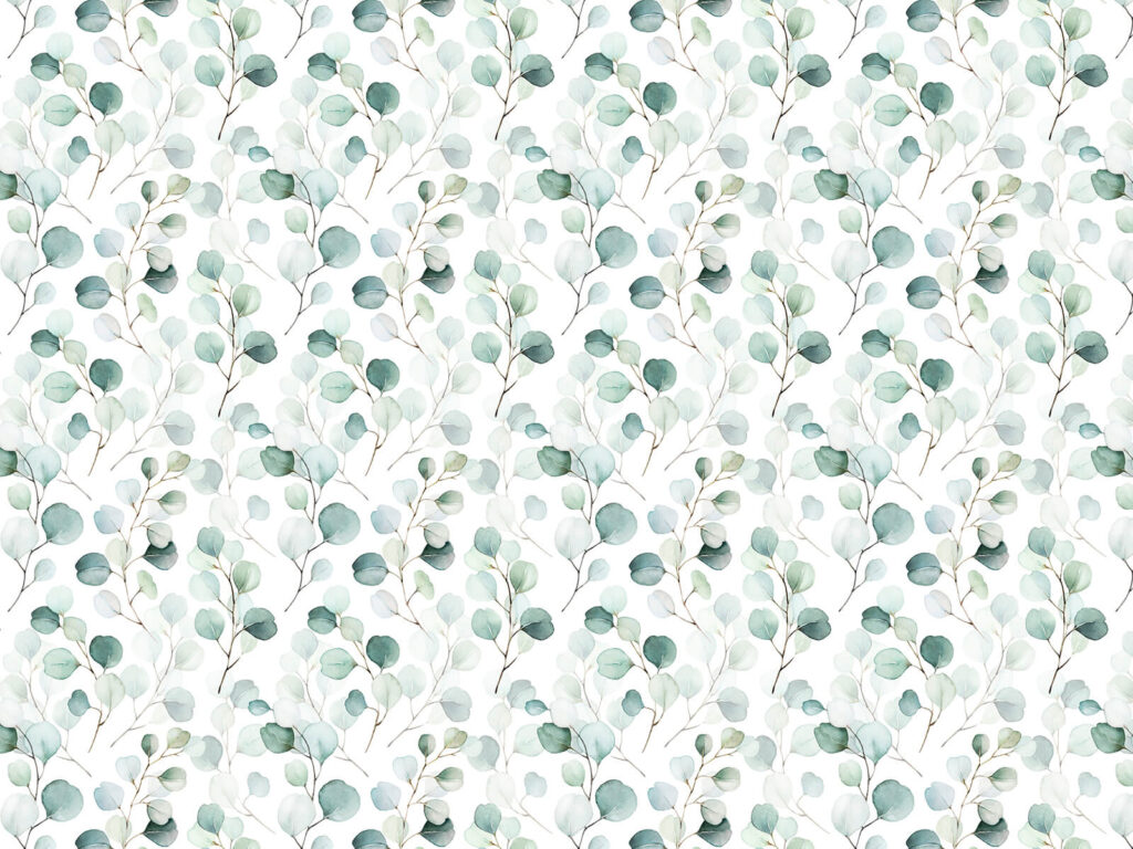 Round leaves in watercolour — full design