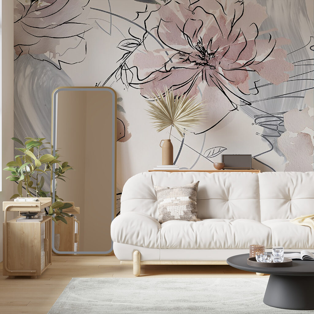 Line-drawn flowers and leaves — interior 4