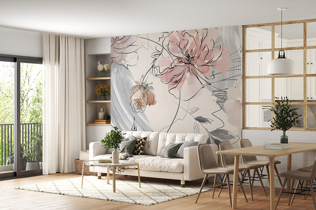 Line-drawn flowers and leaves — interior 5
