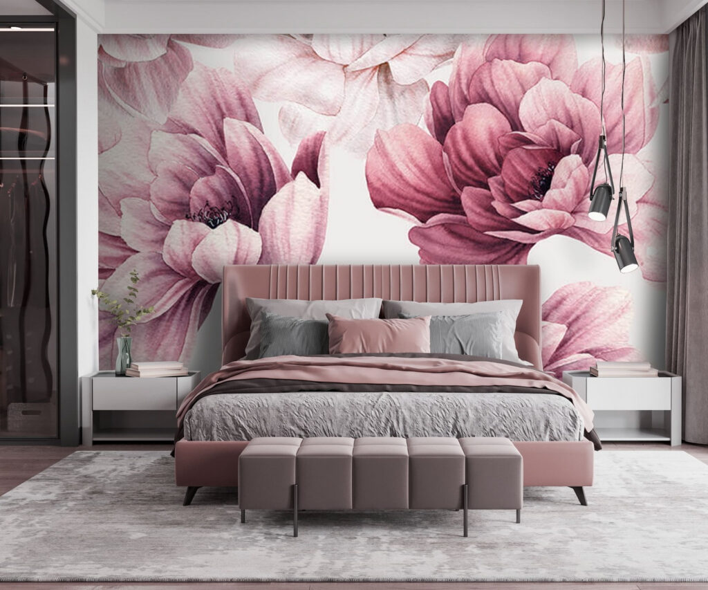 Pink dahlias on white — interior 2