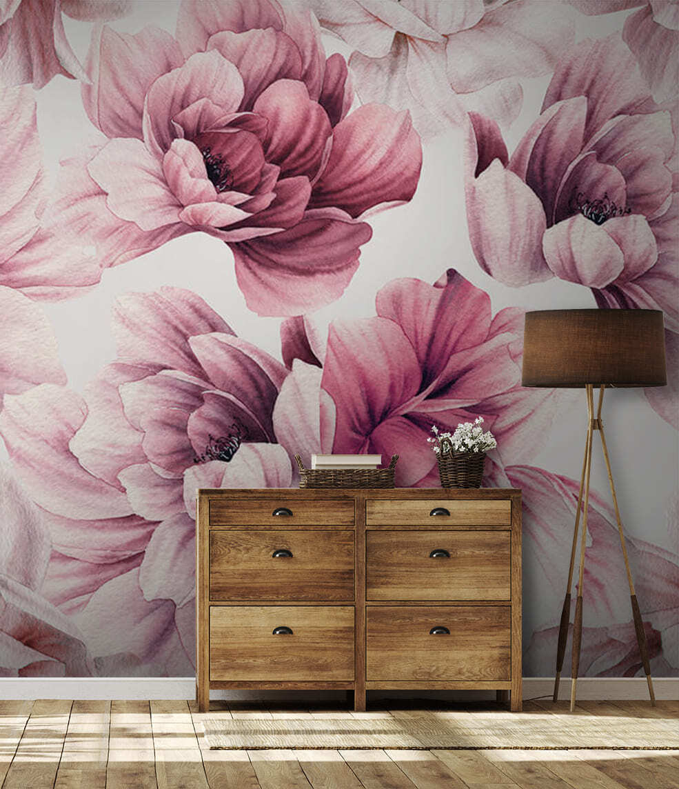 Pink dahlias on white — interior 3