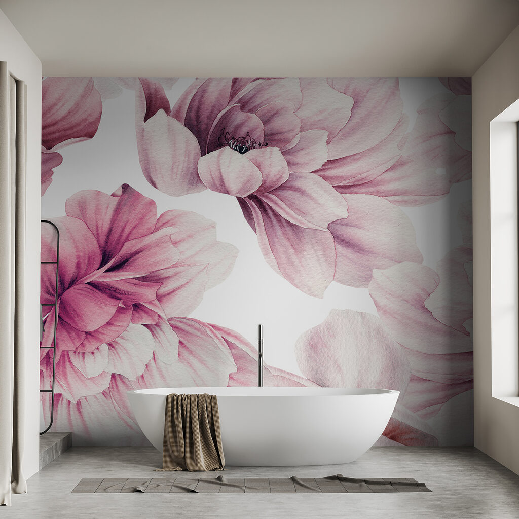 Pink dahlias on white — interior 4