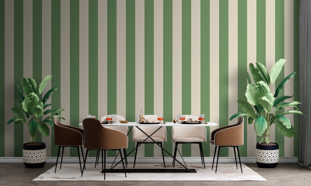 Green stripes on cream — interior 3