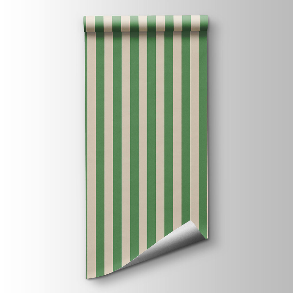 Green stripes on cream — product view