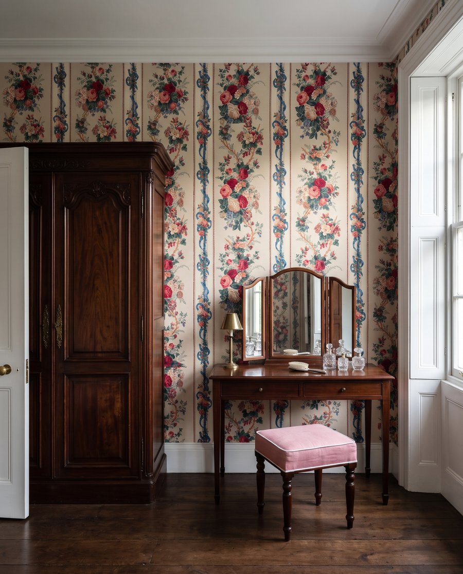 Vintage Rose Stripes in an interior