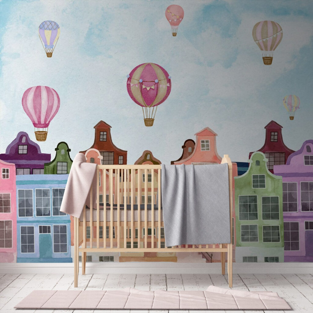 Balloons over pastel houses — interior 3