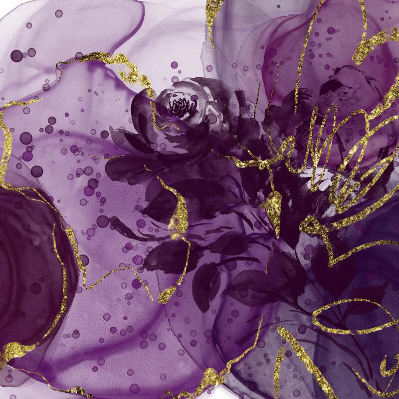 Purple roses with gold — full design