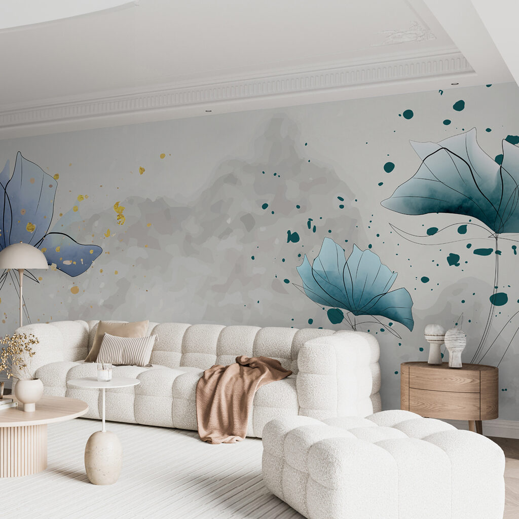 Blue flowers, ink splashes — interior 4