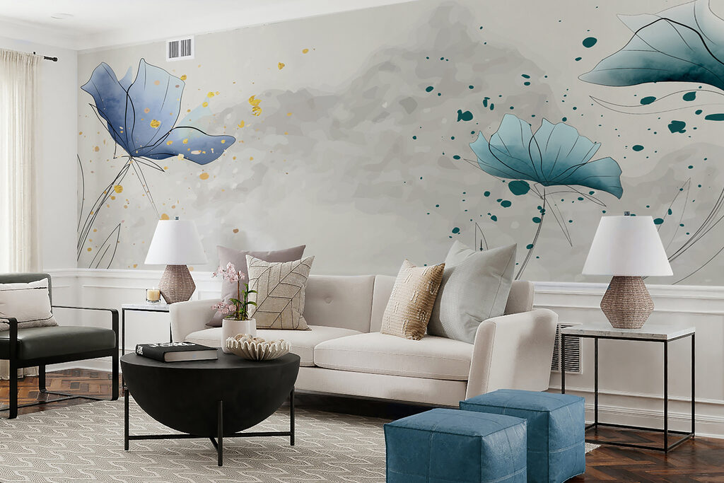Blue flowers, ink splashes — interior 5