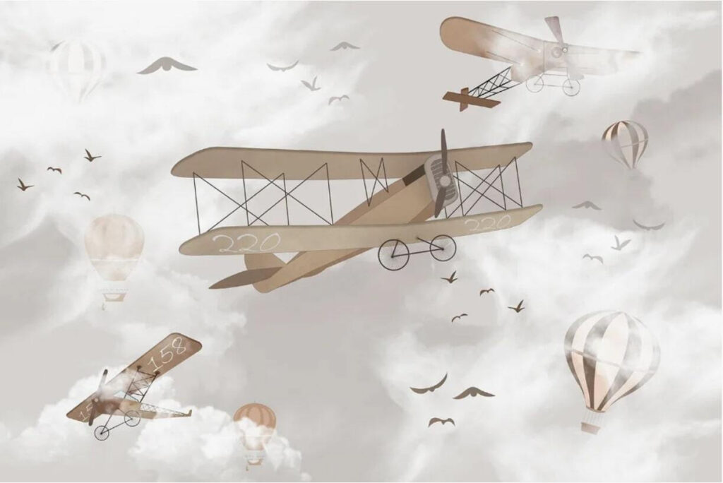 Old planes among clouds — full design