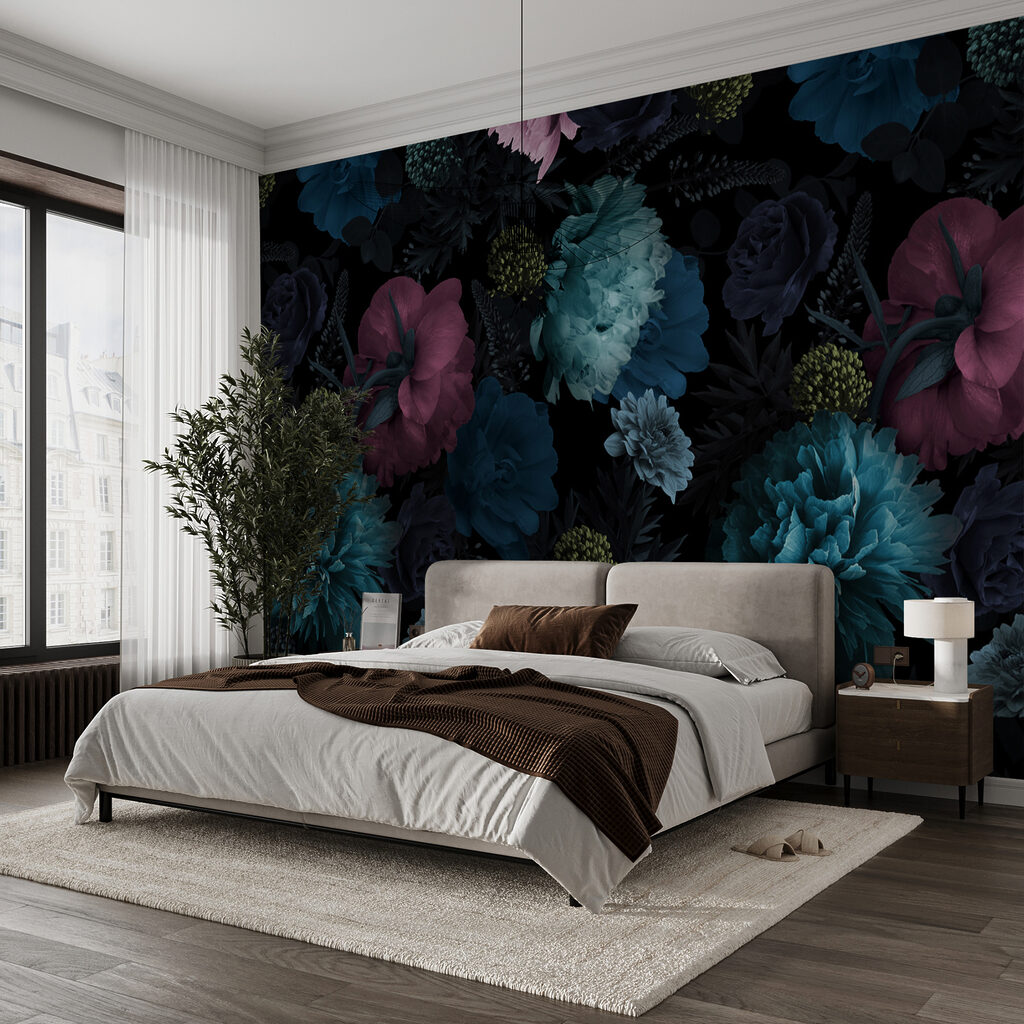 Blue flowers on black — interior 4
