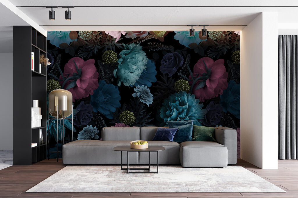 Blue flowers on black — interior 5