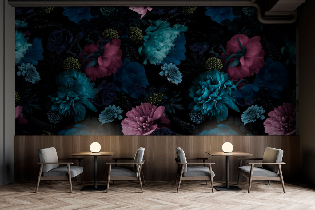 Blue flowers on black — interior 3