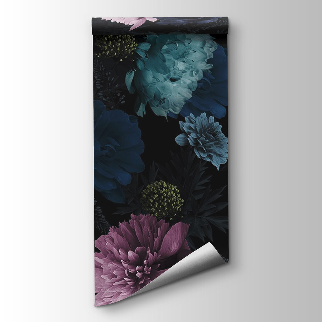 Blue flowers on black — product view