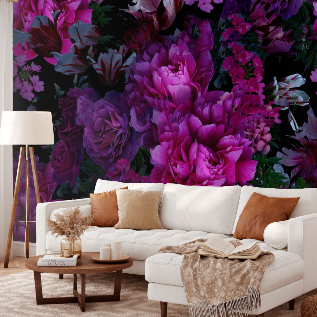 Purple flowers in shadow — interior 3