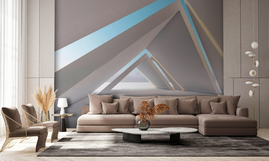 Triangular corridor in blue — interior 3