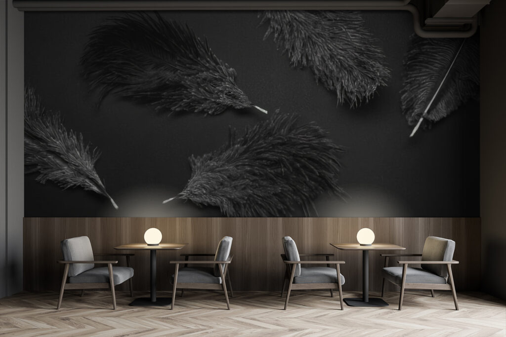 Dark feathers on black — interior 3