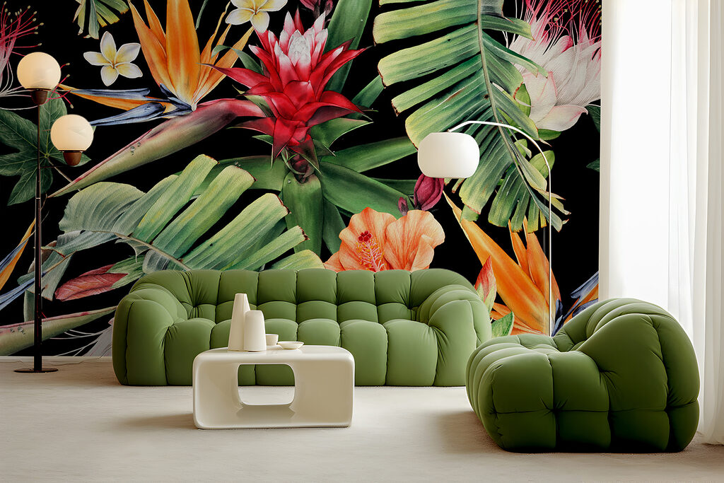 Tropical flowers on black — interior 4