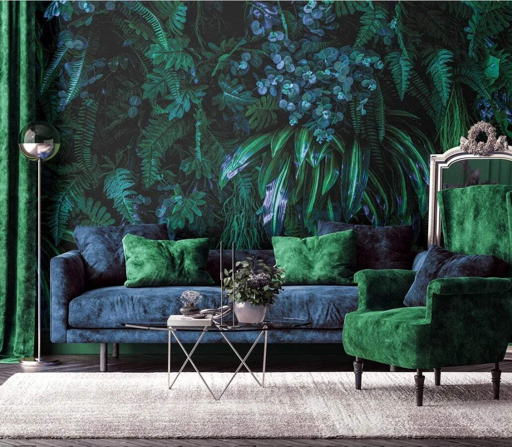 Blue flowers in jungle — interior 1