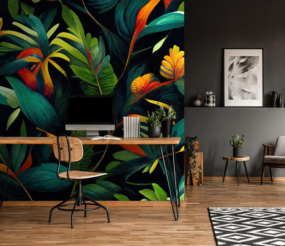 Warm flowers on green — interior 1