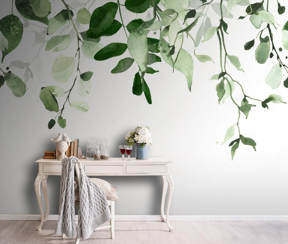 Hanging leaves on white — interior 2