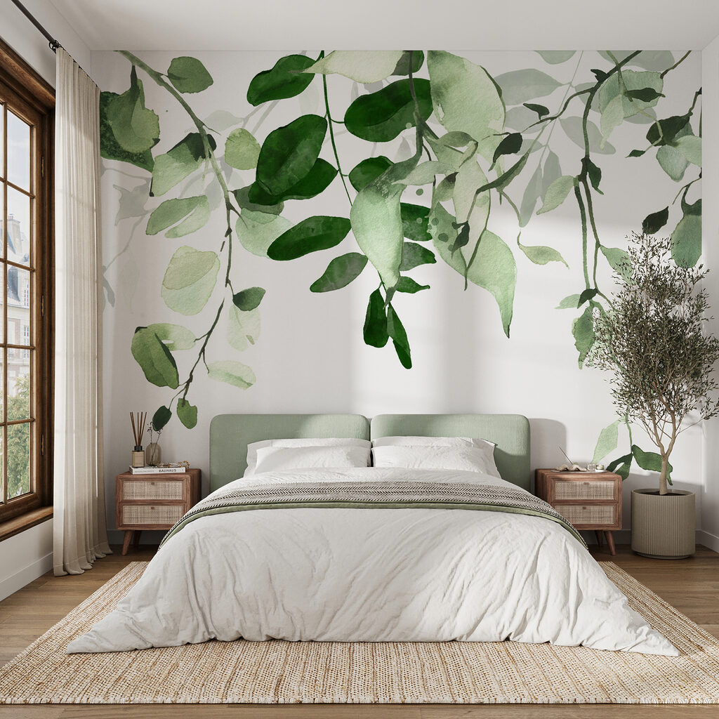 Hanging leaves on white — interior 4
