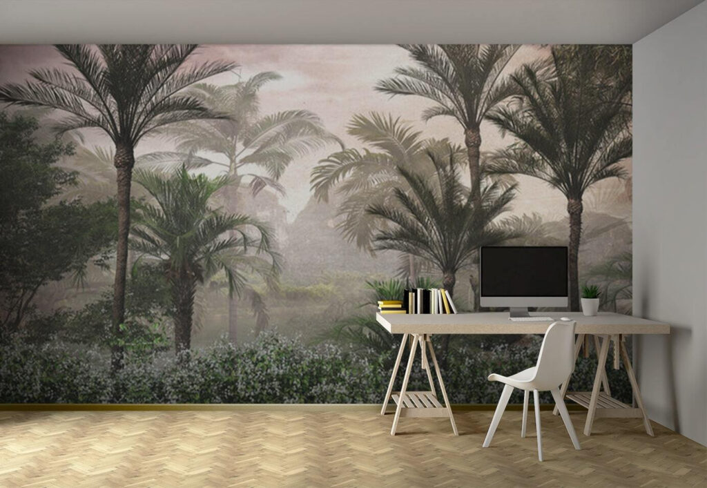Palms in painted mist — interior 2