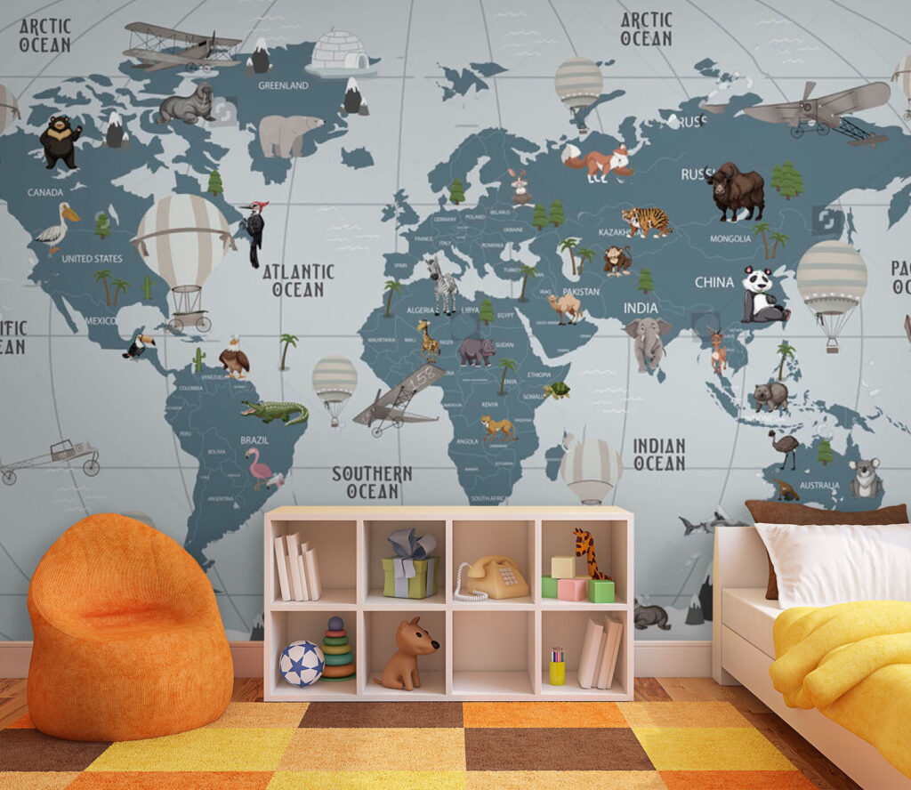 Animals among blue-grey continents — interior 1