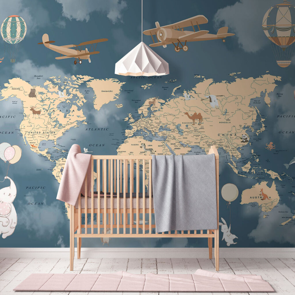 Air travel world map — interior 3