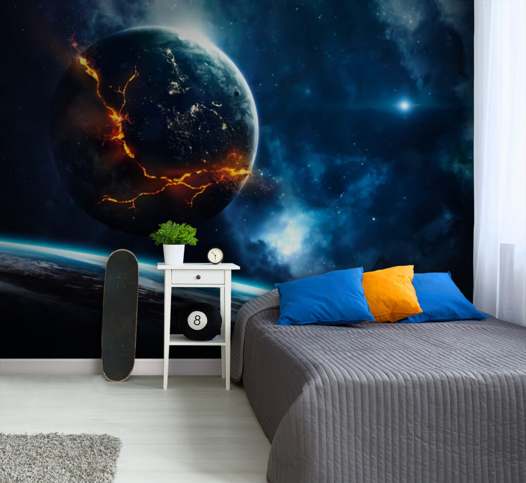 Planet with glowing cracks — interior 1