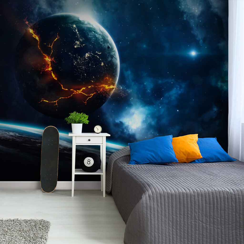 Planet with glowing cracks — interior 4